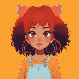 a drawing of a young girl with red hair