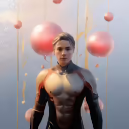 a woman with a futuristic suit and body paint