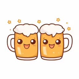 a couple of beer mugs sitting next to each other