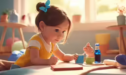 an image of a young girl playing with her toys