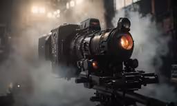 a camera with some smoke going by