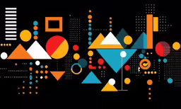 an abstract background with different shapes and sizes