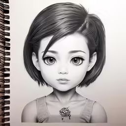 the portrait is drawn in pencil and then colored