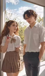 two people in short skirts standing together