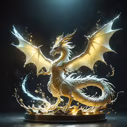 this white dragon statue has sparkling light up wings