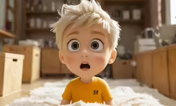the boy in the cartoon has large eyes and has one - eyed open