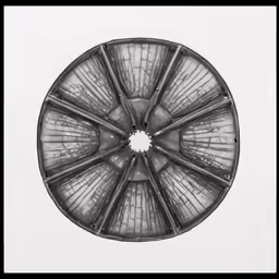 a black and white photograph of a pie