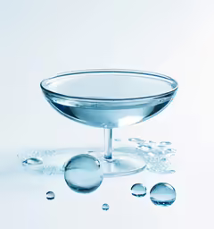 a martini glass filled with water and bubbles