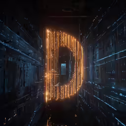 lighted lights adorn a large decorative door in an otherwise empty room