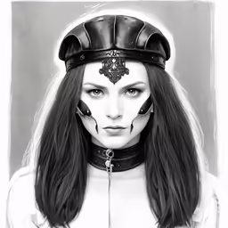 a woman with dark hair and metal makeup