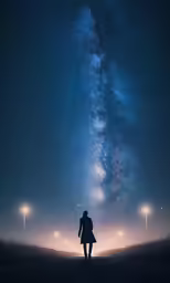 a person looking up at the stars above them