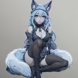 a cute anime girl with cat ears and tail