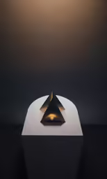the table lamp is designed with two dark and white triangular shapes