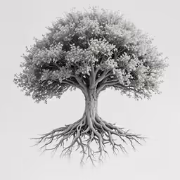 the large tree has very exposed roots
