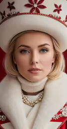 a woman dressed in a costume is wearing a hat