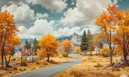 a small road running through an autumn forest