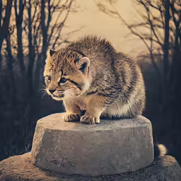 a close - up of a cat sitting on a rock