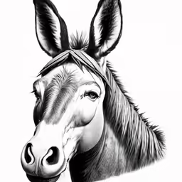 a horse with a bandana is looking into the camera