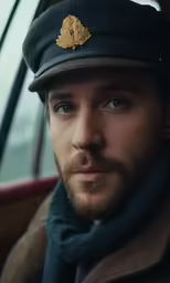 a close up of a person in a hat
