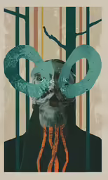 this is a collage of some sort of artwork