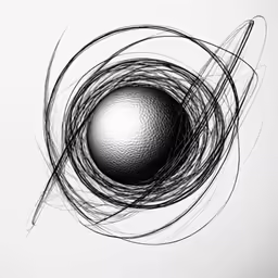 an artistic object, with black and white lines