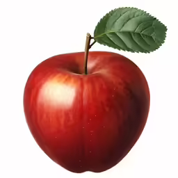 an apple with a leaf on a white background
