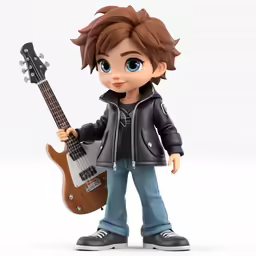 a doll that is holding a guitar