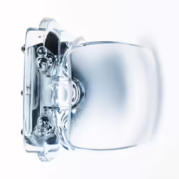 a silver car with its front view mirror