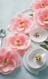 a plate with some flowers in it
