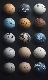 nine different types of birds and their egg colors