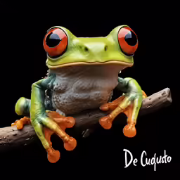 red - eyed frog from the amazon sitting on a branch