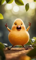 a little chick that is smiling and standing in the dirt