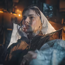 a young woman smoking and wearing a rain jacket