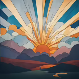 a very nice painting with clouds in the sky