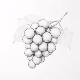 a drawing of grapes against a white background