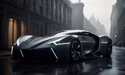 a very nice looking car in the middle of the street