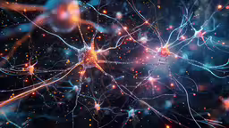 a computer generated image of a glowing brain,an image of multiple electric fields that appear to be merging