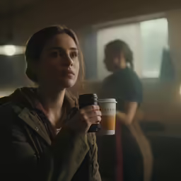 a girl holding a cup with her left hand