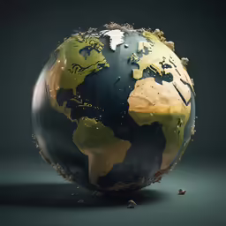 the earth is sitting upside down on the floor