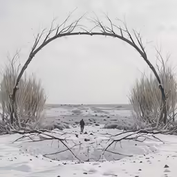 two archways and a person in the distance