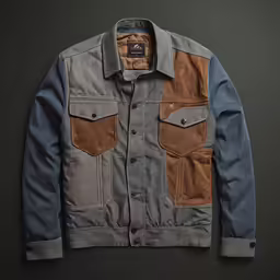 an unbuttoned jacket with several colors