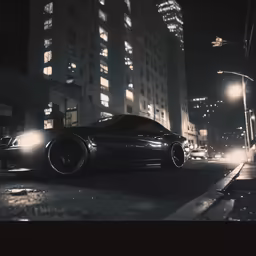 a silver car parked in the middle of a city street