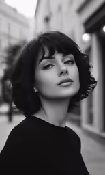 a woman with her eyes closed wearing a black shirt