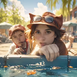 a boy and girl are dressed up in costumes