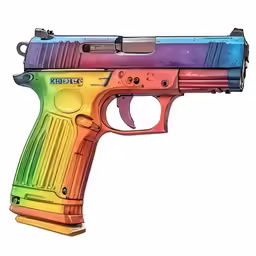 a colorful gun drawn on a white background