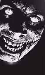 an illustration of a scary cat with teeth