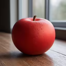 a close up of an apple on a table