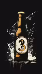 a beer bottle with an eight on it