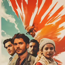 a movie poster with people in front
