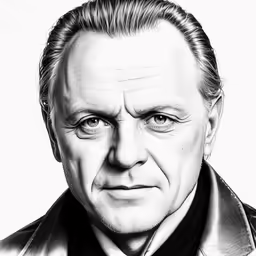 a drawing of an old man with a tie